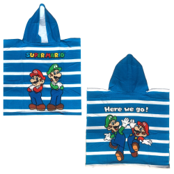 Poncho Bimbo In Microspugna Con Cappuccio Super Mario